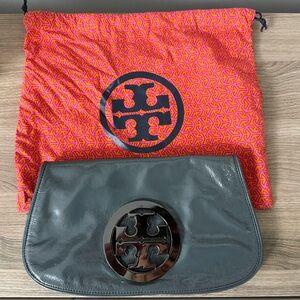Tory Burch Gray Patent Leather Clutch